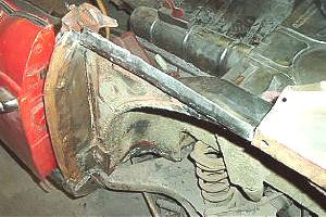 Outer view of the repaired inner fender front section