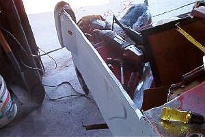 Passenger side inner fender flange removed